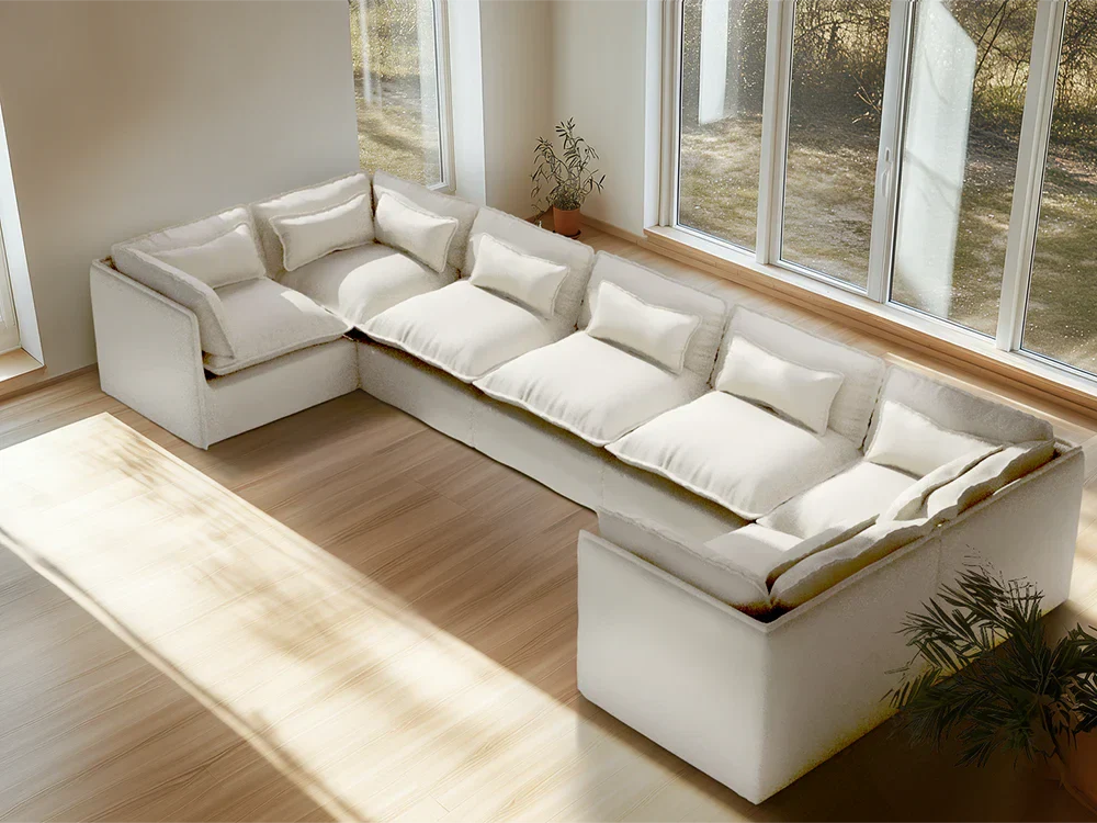 Modular Washable Sofa (White Boucle)