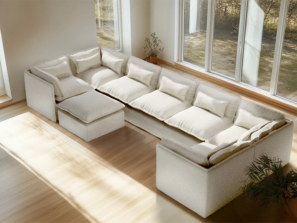 Modular Washable Sofa (White Boucle)