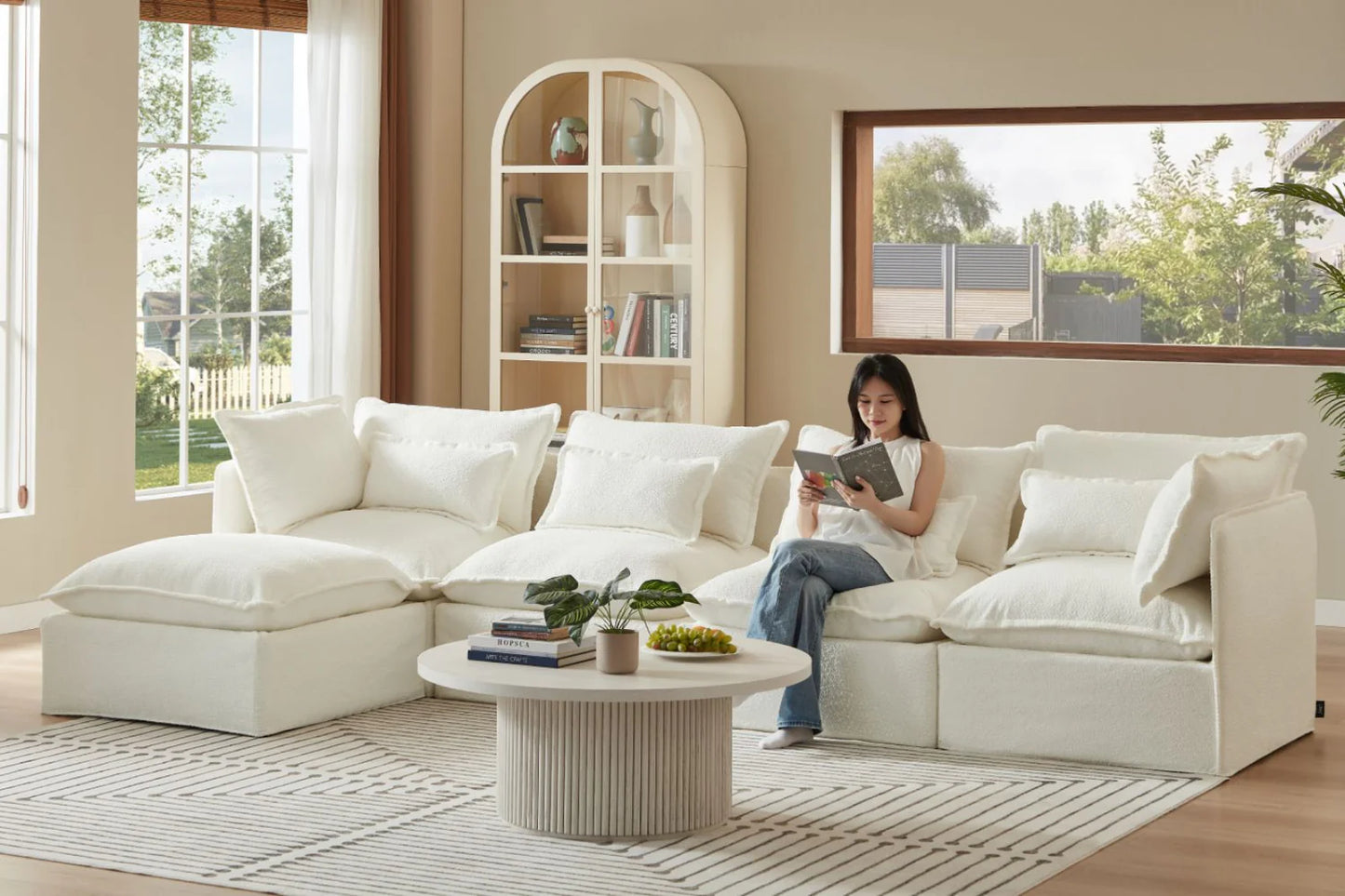 Modular Washable Sofa (White Boucle)